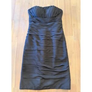 Bill Levkoff Black Strapless Ruffle Tiered Cocktail Dress Size 8 Sweetheart Neck